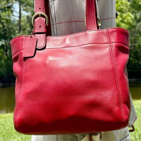 Coach Vintage Soho Waverly Buckle Bag 1999 Dominican Republic Brass & Red 4157 - Picture 3 of 16